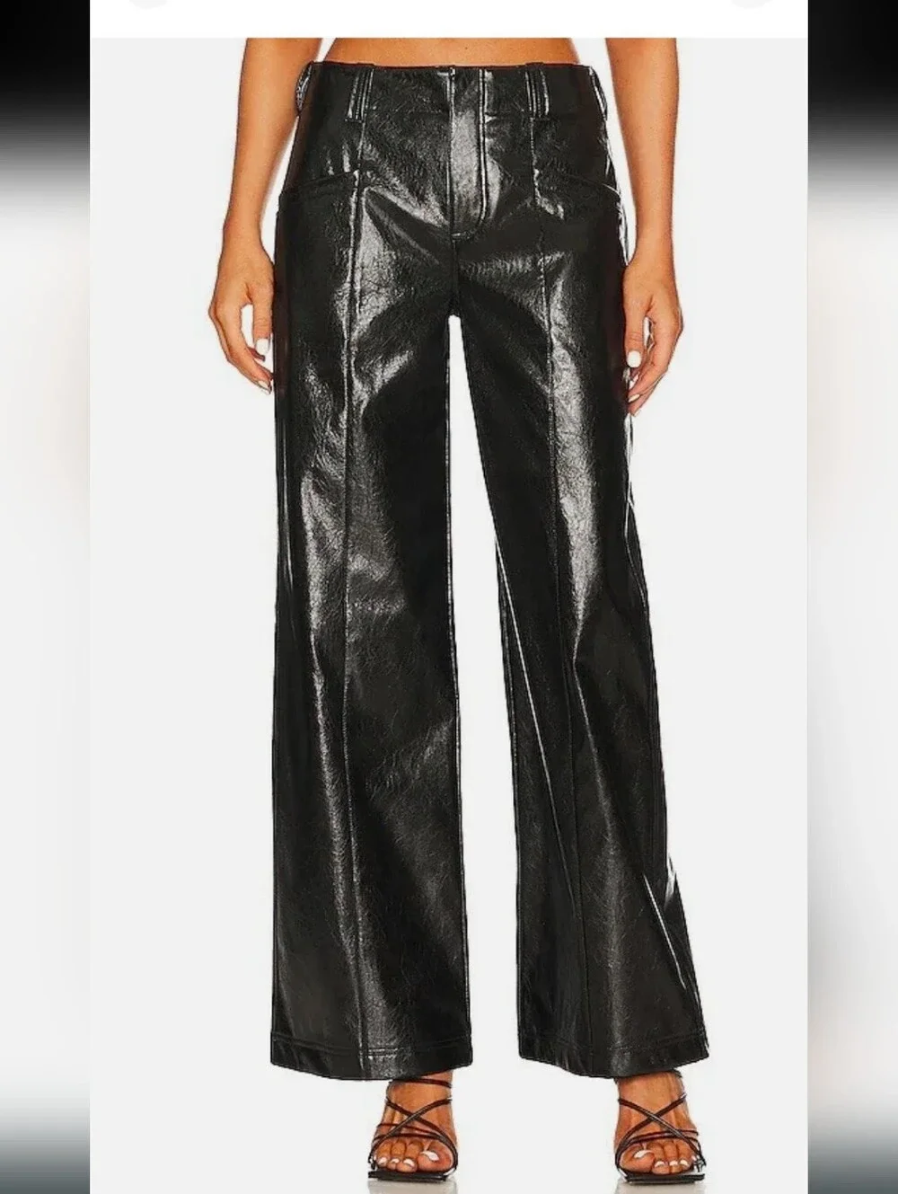 Free People Star Crossed Lovers Straight Leg Faux Leather Pants - Black - Size 4